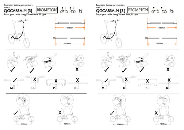 Gangschaltungskabel 3-Gang Hülle und Zug M-Typ (bis 2017)