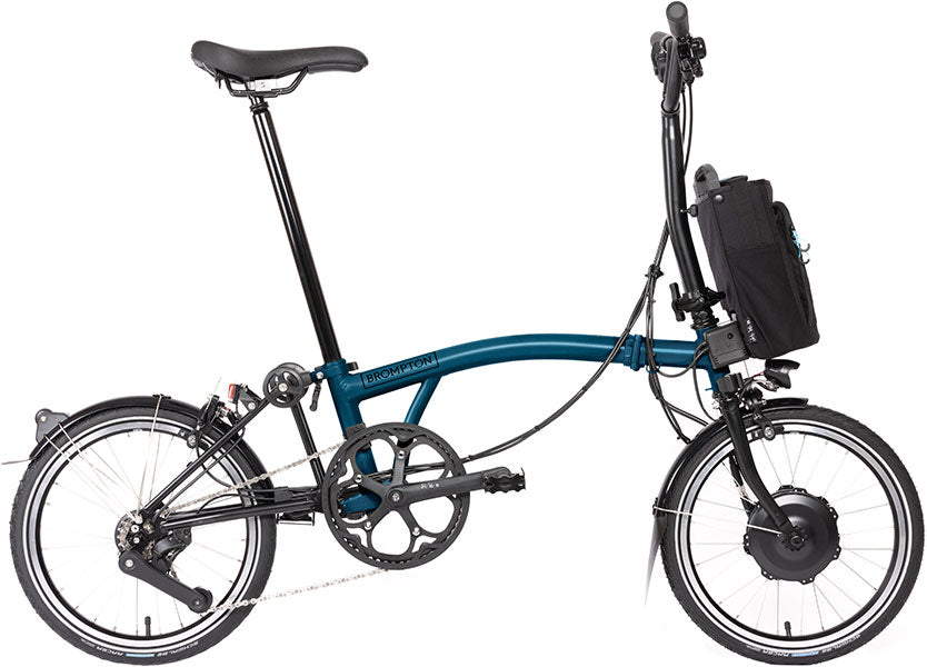 Brompton C Line Electric 4-Gang - Mittlerer Lenker - Ocean Blue