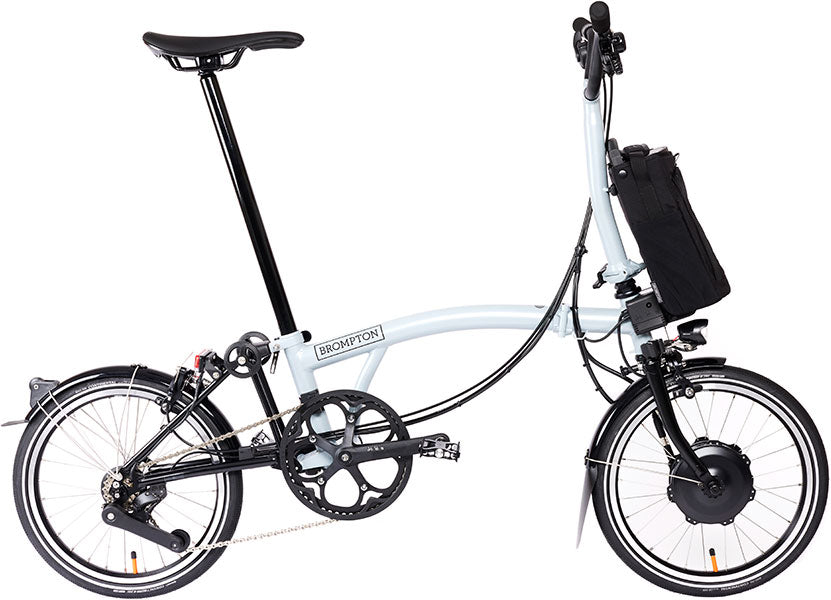 Brompton P Line Electric 12-Gang - Mittlerer Lenker - Lunar Ice