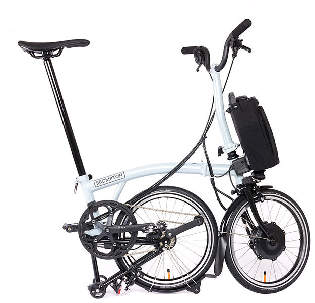 Brompton P Line Electric 12-Gang - Mittlerer Lenker - Lunar Ice